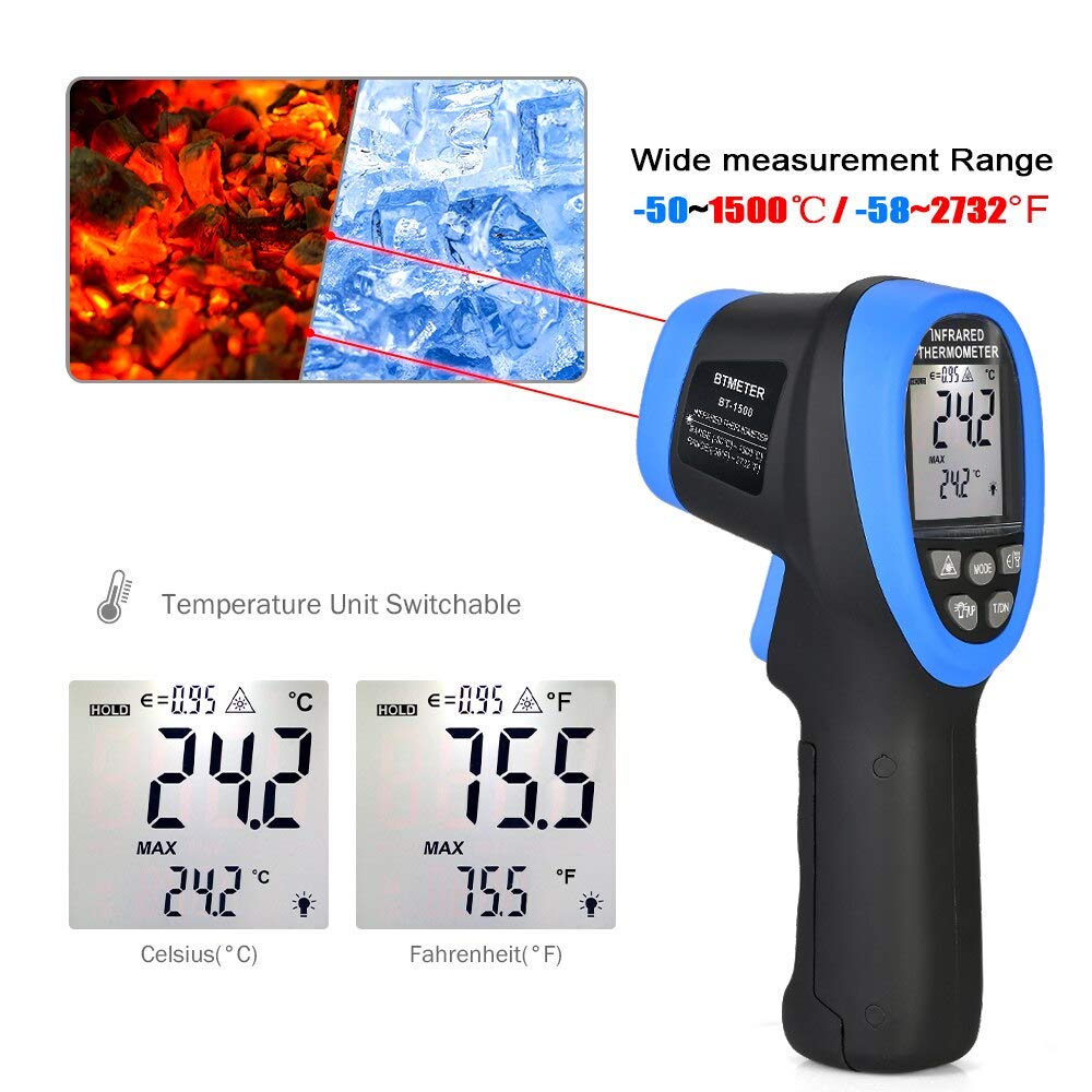 Industrial Laser Thermometer Gun - Termómetro láser de alta temperatura, pirómetro