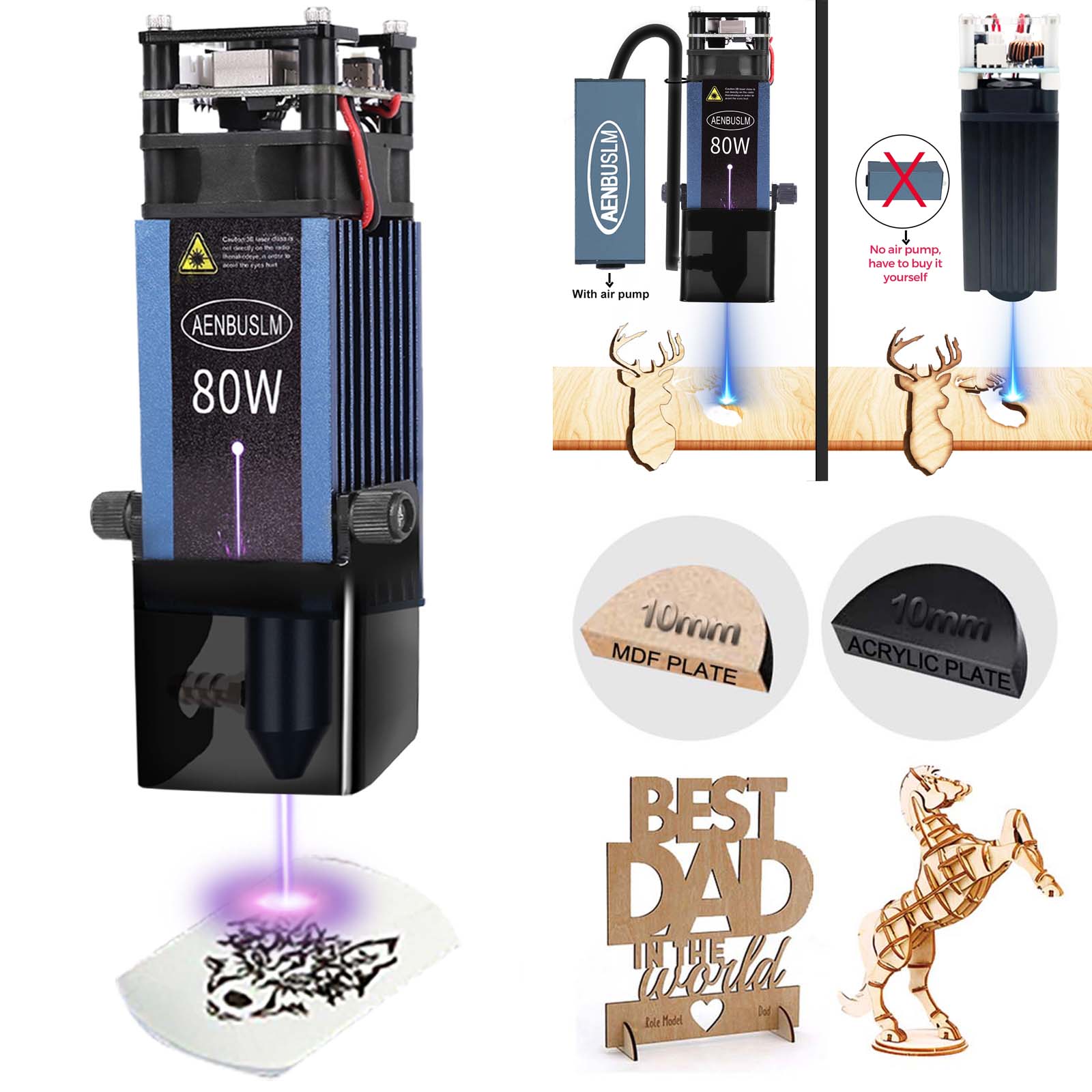 Metal Laser Cutter Head - AENBUSLM 40W 80W Módulo de corte