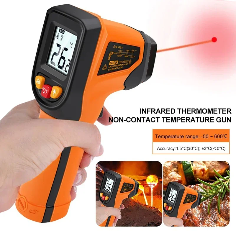 Industrial Laser Thermometer Gun - Termómetro infrarrojo digital T400 T600 -50~600