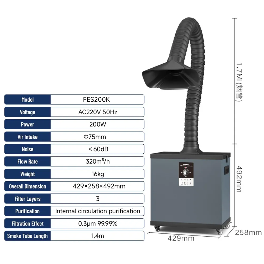Industrial Laser Equipment - KNOKOO-filtro de polvo Industrial de 200W,