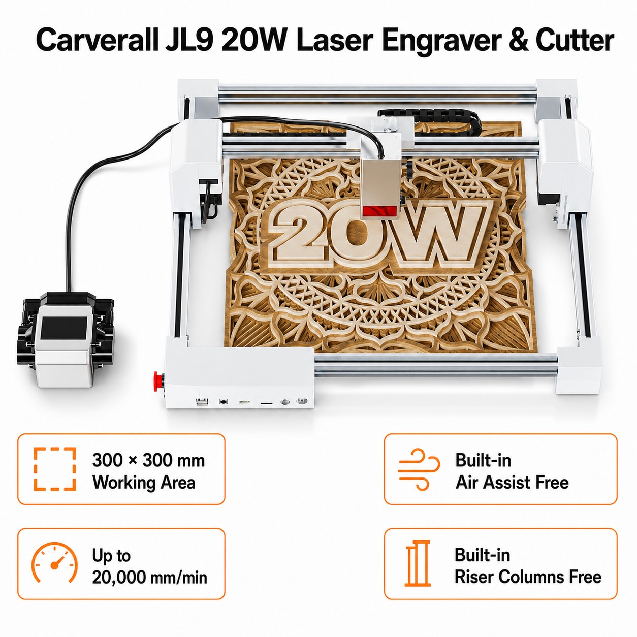 Industrial Laser Equipment - Carverall JL9 20W Cortadora Grabadora Láser,