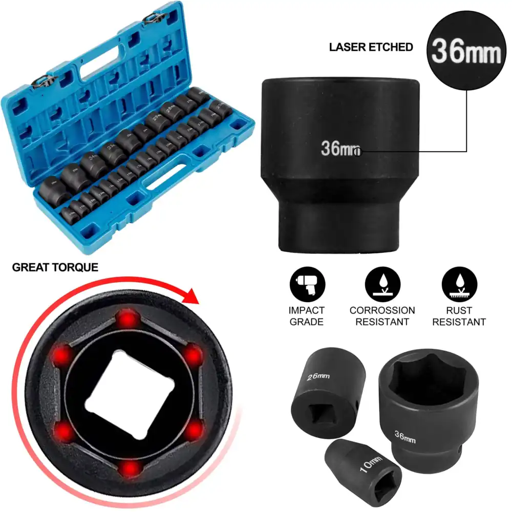 Industrial Laser Repair - Juego de Llaves de Impacto Métricas,