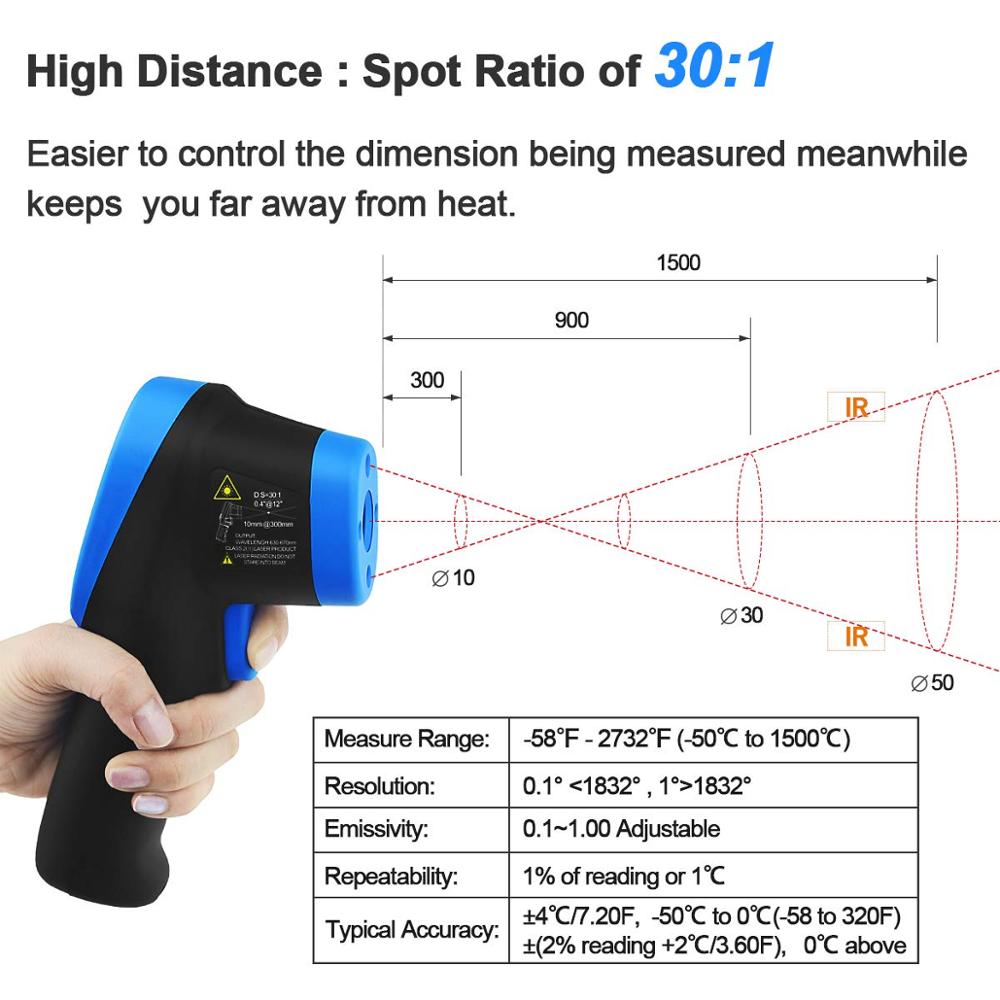 Termómetro láser de alta tempe - Industrial Laser Thermometer Gun reseña y precio