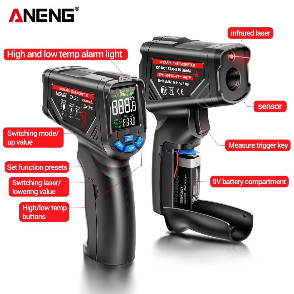 Sensor de Temperatura para Cir - Industrial Laser Thermometer Gun reseña y precio