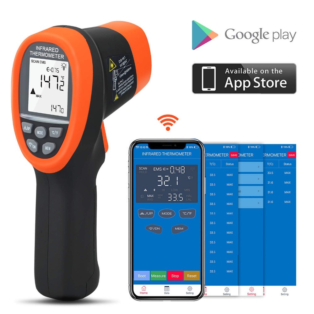 Termómetro IR sin contacto con - Industrial Laser Thermometer Gun reseña y precio