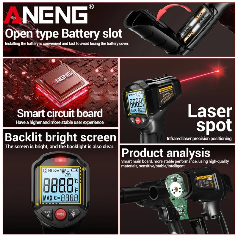 Termómetro Infrarrojo sin Cont - Industrial Laser Thermometer Gun reseña y precio